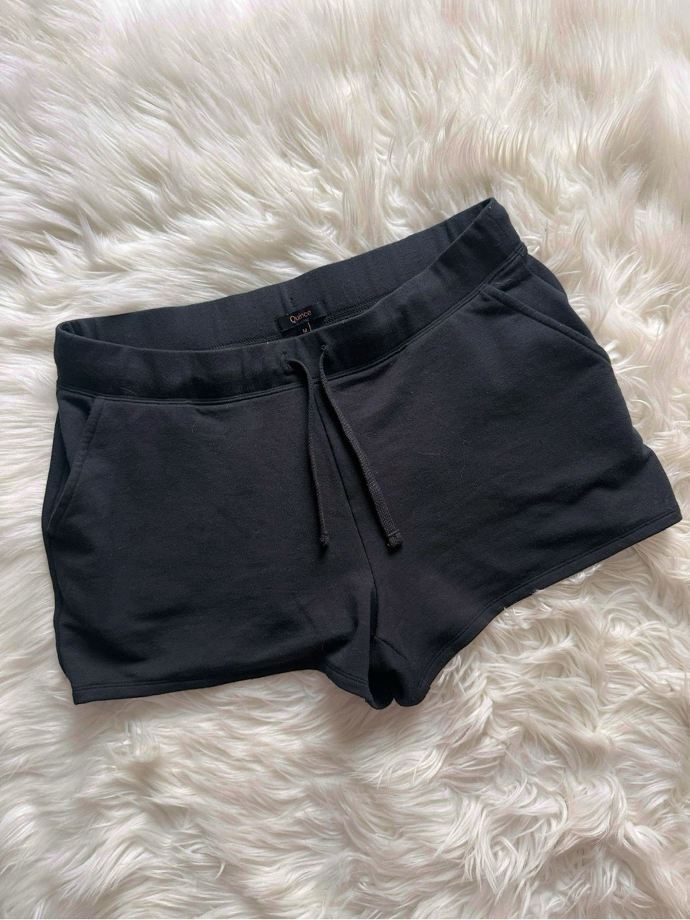 Quince SuperSoft Fleece Shorts Black Womens Size Medium